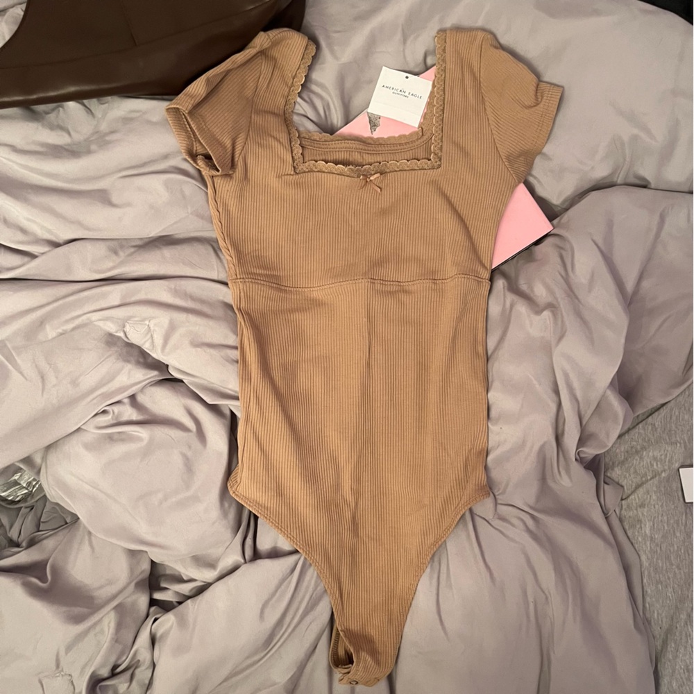 NWT American Eagle Tan Ribbed Bodysuit